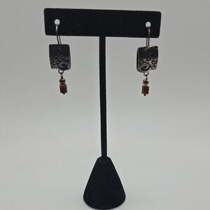 Silpada Sterling Silver and Goldstone Dangle Swirl Earrings